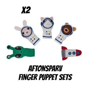 Kids Finger Puppet Set – Space Animal Characters (White, Green, Red)
